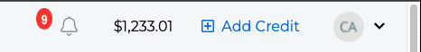 A screenshot of the top right hand corner of a SignalWire Space Dashboard, showing a profile picture with a drop-down menu icon.