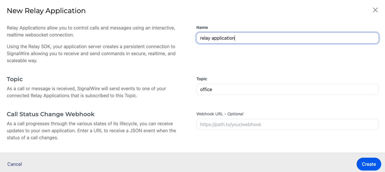 Relay Application resource selector with cXML highlighted.