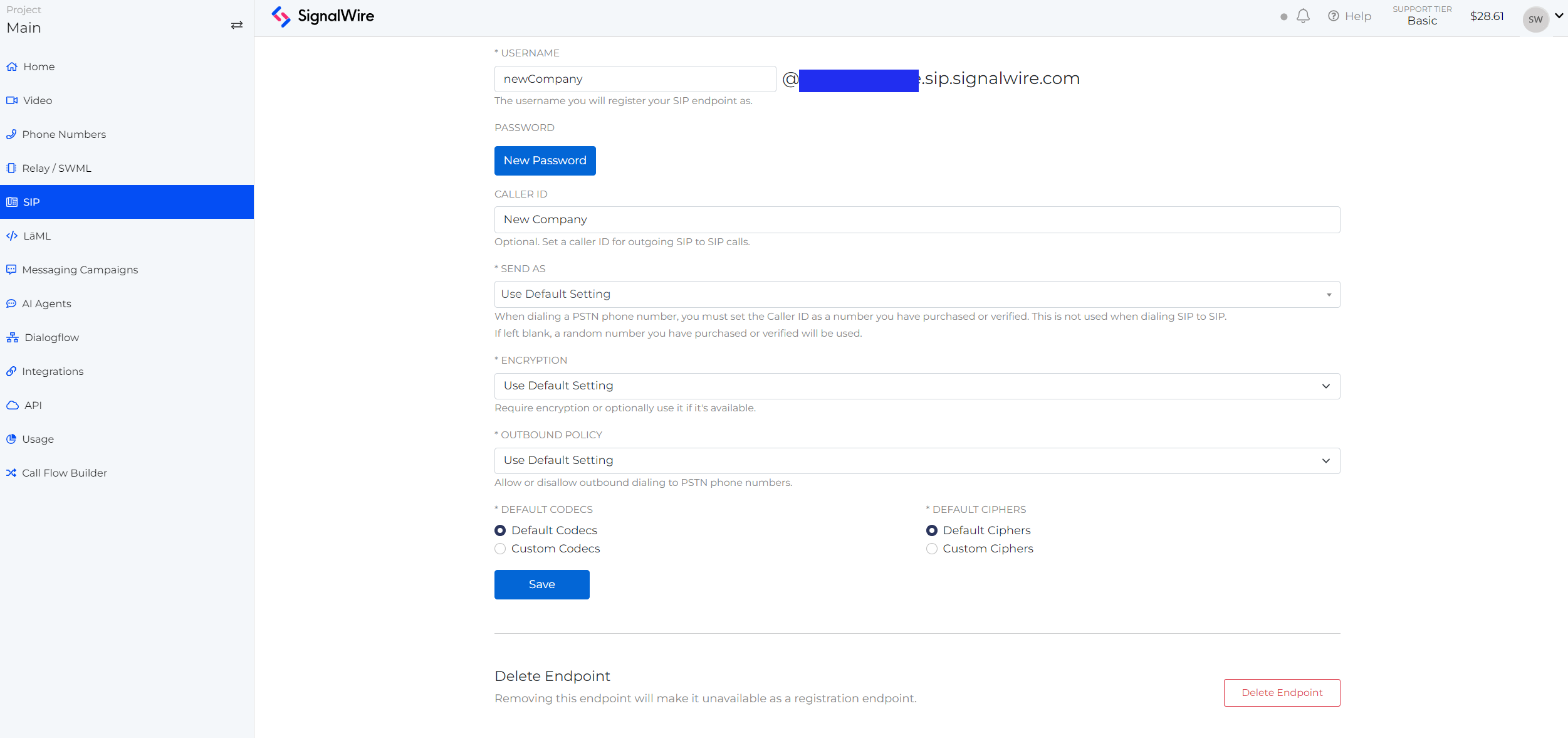 Edit endpoint form.