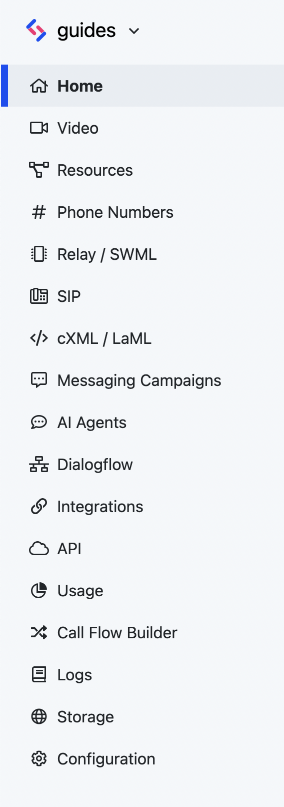Side navigational bar with the project name and two opposite facing arrows at the top. Below that, the directory to each of the different pages within your portal is listed.